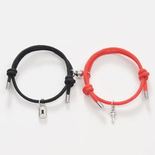 将图片加载到图库查看器,Romantic Magnet Bracelet Couple Classic Key Lock Pair Braslet Lucky Black Red Rope Braclet Key And Lock Attraction Matching Bracelet Lover Gifts For Boyfriend Girlfriend