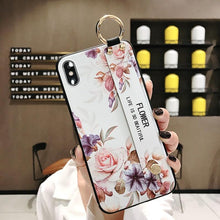 Load image into Gallery viewer, Rose Flowers Wrist Strap Phone Cases For iPhone 13 12 11 14 pro MAX X XR XS MAX 7 8 Plus Cover Hand Band Cases Soft Full Protection Slim Colorful Protective Phone Case For iPhone