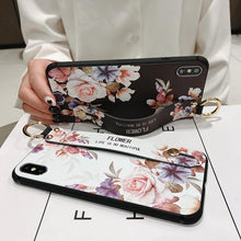 Load image into Gallery viewer, Rose Flowers Wrist Strap Phone Cases For iPhone 13 12 11 14 pro MAX X XR XS MAX 7 8 Plus Cover Hand Band Cases Soft Full Protection Slim Colorful Protective Phone Case For iPhone