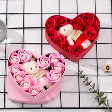 将图片加载到图库查看器,Rose-Shaped Soap Gift Box With Heart-Shaped Artificial Roses