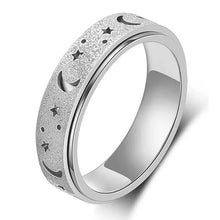 Load image into Gallery viewer, Rotatable Anxiety Fidget Ring Moon and Star Design