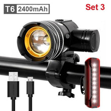 Load image into Gallery viewer, Rotatable Bicycle Light 800 Lumen Led Bike Headlight Zoom USB Rechargeable Aluminum Alloy Bike Lights Front And Back Powerful USB Rechargeable Bicycle Light Waterproof Bike Headlight Taillight 5000mAh