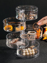Load image into Gallery viewer, Rotating Jewelry Storage Box Makeup Storage Rack Bracelet Earring Round Plastic Organizer Boxes Holder Display Rack with Cover Rotatable Jewelry Storage Box Makeup Rack Storage Bracelet Earring Round Jewelry Organizer