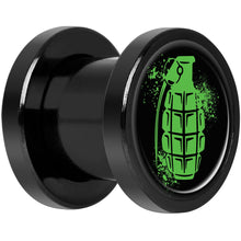 将图片加载到图库查看器,Green Grenade Black Anodized Screw Fit Plug Set 0G