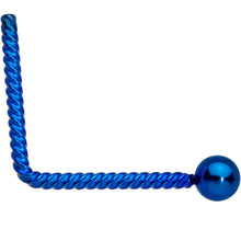Load image into Gallery viewer, 2mm Ball End Blue IP So Twisted L Shaped Nose Ring