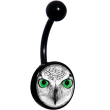 将图片加载到图库查看器,Black White Owl Black Belly Ring