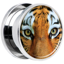 Load image into Gallery viewer, Full Color Tiger Eyes Steel Screw Fit Plug Set 5/8