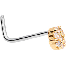 Load image into Gallery viewer, 1/4 Clear CZ Gem Gold Tone Cute Cluster L Shaped Nose Ring