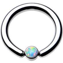 将图片加载到图库查看器,10G 1/2 White Faux Opal 4mm Disc BCR Captive Ring