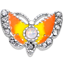 Load image into Gallery viewer, White Faux Opal Orange Butterfly To a Flame Tragus Cartilage Earring
