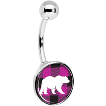 将图片加载到图库查看器,Pink Black Plaid Polar Bear Belly Ring