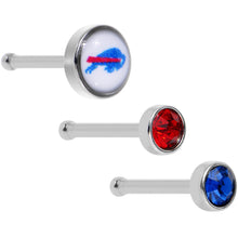 将图片加载到图库查看器,20G Licensed NFL Buffalo Bills Logo Nose Bone 3 Pack Set