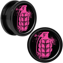Load image into Gallery viewer, Pink Grenade Black Anodized Screw Fit Plug Set 20mm
