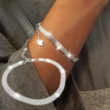 Load image into Gallery viewer, S925 Sterling Silver Chain Bracelet, Sparkling Mesh Embossing Pattern Jewelry