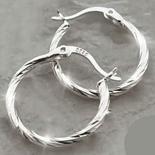 Load image into Gallery viewer, S925 Sterling Silver Geometric Twist Circle Hoop Earrings
