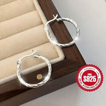Load image into Gallery viewer, S925 Sterling Silver Geometric Twist Circle Hoop Earrings