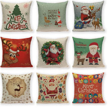 Load image into Gallery viewer, Santa Claus Happy Christmas Cute Deer Decorative Merry Christmas Throw Cushion Covers Tree Reindeer Star Pillow Case For Party Home Decoration Navidad Gift Bed Throw Pillows Case 45x45CM
