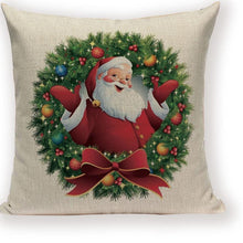 Load image into Gallery viewer, Santa Claus Happy Christmas Cute Deer Decorative Merry Christmas Throw Cushion Covers Tree Reindeer Star Pillow Case For Party Home Decoration Navidad Gift Bed Throw Pillows Case 45x45CM