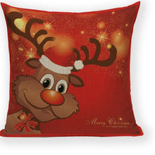 Load image into Gallery viewer, Santa Claus Happy Christmas Cute Deer Decorative Merry Christmas Throw Cushion Covers Tree Reindeer Star Pillow Case For Party Home Decoration Navidad Gift Bed Throw Pillows Case 45x45CM