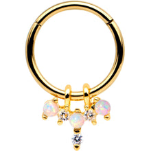 将图片加载到图库查看器,16G 5/16 White Synthetic Opal Gold Tone Hinged Segment Ring