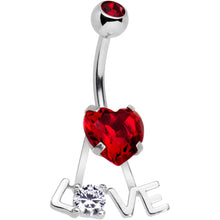 Load image into Gallery viewer, Clear Red CZ Gem Love is in the Air Dangle Belly Ring