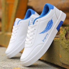 将图片加载到图库查看器,School Casual Leather Mens Sneakers Fashion Flat Outdoor Sneakers Classic Sports Flat Low Top Sneaker Lace-up Fashion Walking Jogging Non Slip Athletic Comfortable Mens Sneakers