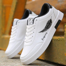 将图片加载到图库查看器,School Casual Leather Mens Sneakers Fashion Flat Outdoor Sneakers Classic Sports Flat Low Top Sneaker Lace-up Fashion Walking Jogging Non Slip Athletic Comfortable Mens Sneakers
