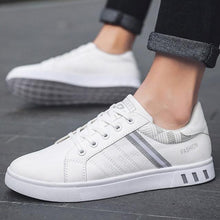 将图片加载到图库查看器,School Casual Leather Mens Sneakers Fashion Flat Outdoor Sneakers Classic Sports Flat Low Top Sneaker Lace-up Fashion Walking Jogging Non Slip Athletic Comfortable Mens Sneakers