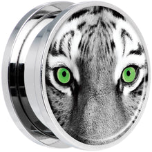 Load image into Gallery viewer, Black White Tiger Eyes Steel Screw Fit Plug Set 20mm