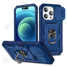 Load image into Gallery viewer, Screen Protector And Kickstand Heavy Duty Protection Shockproof Case for iPhone Slide Camera Case For iPhone 14 Pro Max 14 Plus 13 Pro 12 Build in 360 Degree Rotate Kickstand iPhone Cases