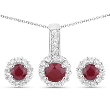 Load image into Gallery viewer, 2.17 Carat Genuine Ruby and White Topaz .925 Sterling Silver Jewelry Set