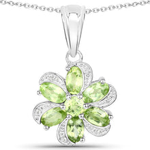 Load image into Gallery viewer, 8.04 Carat Genuine Peridot and White Topaz .925 Sterling Silver 3 Piece Jewelry Set (Ring, Earrings, and Pendant w/ Chain)