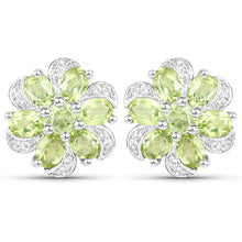 Load image into Gallery viewer, 8.04 Carat Genuine Peridot and White Topaz .925 Sterling Silver 3 Piece Jewelry Set (Ring, Earrings, and Pendant w/ Chain)