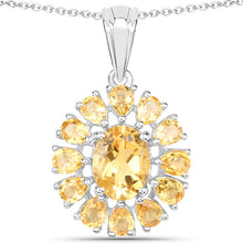 Load image into Gallery viewer, 12.24 Carat Genuine Citrine and White Topaz .925 Sterling Silver 3 Piece Jewelry Set (Ring, Earrings, and Pendant w/ Chain)