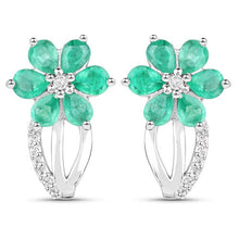 将图片加载到图库查看器,3.61 Carat Genuine Emerald and White Topaz .925 Sterling Silver Set (Ring, Earrings, and Pendant )