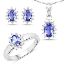 Load image into Gallery viewer, 2.00 Carat Genuine Tanzanite and White Topaz .925 Sterling Silver Jewelry Set