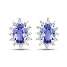 Load image into Gallery viewer, 2.00 Carat Genuine Tanzanite and White Topaz .925 Sterling Silver Jewelry Set