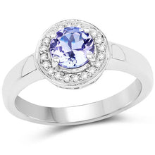 Load image into Gallery viewer, 1.05 Carat Genuine Tanzanite and White Topaz .925 Sterling Silver Ring