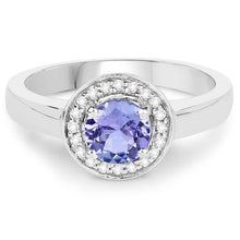 Load image into Gallery viewer, 1.05 Carat Genuine Tanzanite and White Topaz .925 Sterling Silver Ring