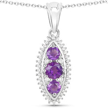 Load image into Gallery viewer, 3.60 Carat Genuine Amethyst and White Topaz .925 Sterling Silver 3 Piece Jewelry Set (Ring, Earrings, and Pendant w/ Chain)