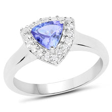 Load image into Gallery viewer, 1.02 Carat Genuine Tanzanite and White Topaz .925 Sterling Silver Ring