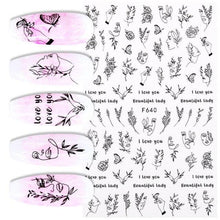 Load image into Gallery viewer, Sexy Lady Pattern 3D Nail Stickers Character Image Decals Slider Valentine Black White Nail Art Decoration Strip Line Nail Decal Self-Adhesive 3D Wave Design Decoration for Women Girls Art Stickers Decal Decoration Metallic Curve Strip Line Nail