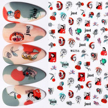 Load image into Gallery viewer, Sexy Lady Shaped 3D Nail Stickers Character Face Image Leaves Flower Decals Slider Black White Nail Art Decoration Manicure Decoration Nail Art Supplies 3D Self-Adhesive Nail Decals Designer Nail Stickers for Acrylic Nails
