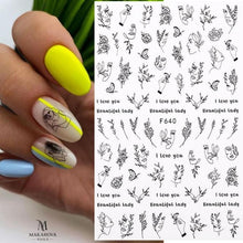 Load image into Gallery viewer, Sexy Lady Shaped 3D Nail Stickers Character Face Image Leaves Flower Decals Slider Black White Nail Art Decoration Manicure Decoration Nail Art Supplies 3D Self-Adhesive Nail Decals Designer Nail Stickers for Acrylic Nails