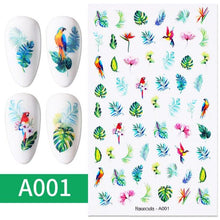 Load image into Gallery viewer, Sexy Lady Shaped 3D Nail Stickers Character Face Image Leaves Flower Decals Slider Black White Nail Art Decoration Manicure Decoration Nail Art Supplies 3D Self-Adhesive Nail Decals Designer Nail Stickers for Acrylic Nails