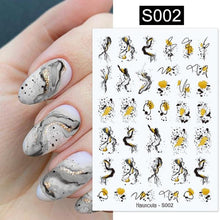 Load image into Gallery viewer, Sexy Lady Shaped 3D Nail Stickers Character Face Image Leaves Flower Decals Slider Black White Nail Art Decoration Manicure Decoration Nail Art Supplies 3D Self-Adhesive Nail Decals Designer Nail Stickers for Acrylic Nails