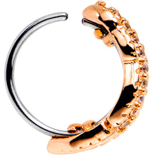将图片加载到图库查看器,20G Clear CZ Gem Rose Gold Tone Feather Seamless Circular Ring