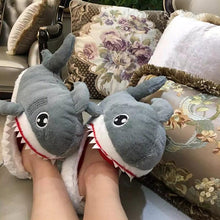 Load image into Gallery viewer, Shark Funny Shoes Girls Indoor Slippers Home Shoes Fashion Plush Warm Slippers Women Winter Cute Shark Cozy Women Slippers With Funny Face Memory Foam Non-Slip Rubber Sole Soft Slip On Home Shoes