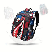 Load image into Gallery viewer, Patterned Shark Nylon Student Backpack