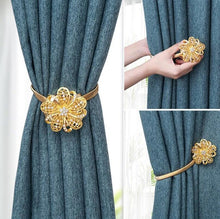 将图片加载到图库查看器,Shiny Flowers Magnetic Curtain Clip Tieback European Style Curtain Clasp Hanging Ball Rope Straps Home Decoration Accessories Crystal Curtain Magnetic Tieback Flower Curtain Clips Buckle with Stretchy Wire Rope For Home Office Decoration